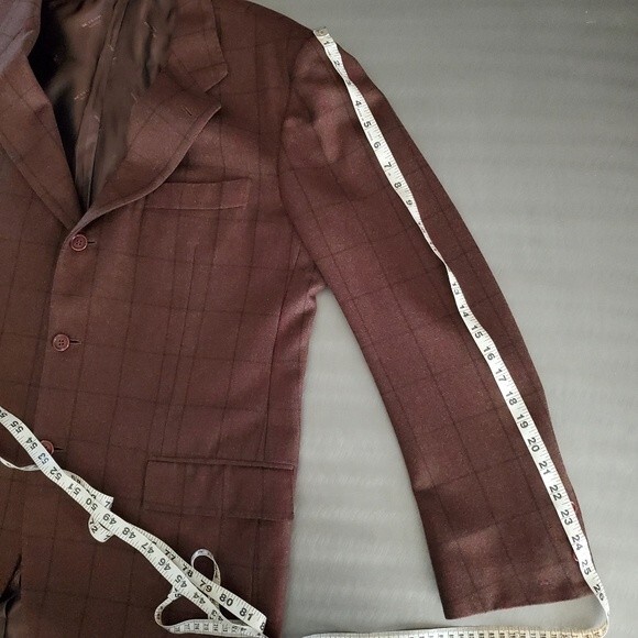 KITON Cashmere Plaid 3 Button Windowpane Brown Red Blazer Jacket Coat 52 IT 42 U - Picture 11 of 16